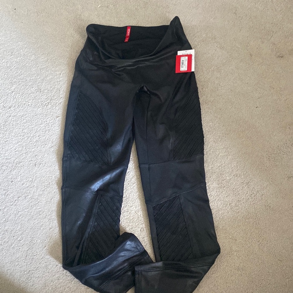 Spanx faux leather moto leggings